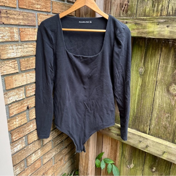 Abercrombie & Fitch Charcoal Long Sleeve Bodysuit - Picture 1 of 3